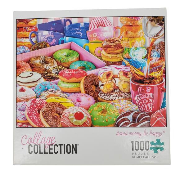 Buffalo Collage Collection‎ Donut Worry Be Happy! 1000 Piece Puzzle Pre-Owned - Picture 1 of 6
